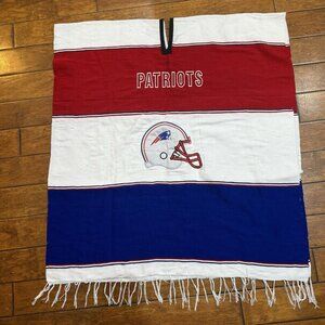 NFL New England Patriots Football Pancho Serape Wool Blend Red Blue 36x38